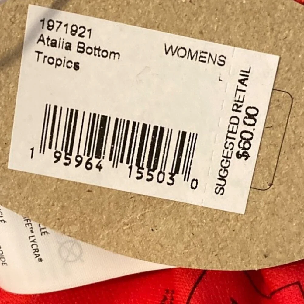PrAna Atalia Bikini Bottoms Swim Bottoms Large Tropical print UPF 50+ side ties